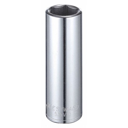 WESTWARD 1/2 in Drive, 19mm Hex Metric, Socket, 6 Points, Steel, Chrome, 19 mm MPN:53YV10