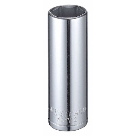 WESTWARD 1/2 in Drive, 21mm Hex Metric, Socket, 6 Points, Steel, Chrome, 21 mm MPN:53YV12