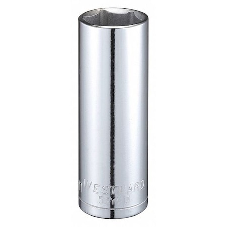 WESTWARD 1/2 in Drive, 22mm Hex Metric Socket, 6 Points, Steel, Chrome, 22 mm MPN:53YV13