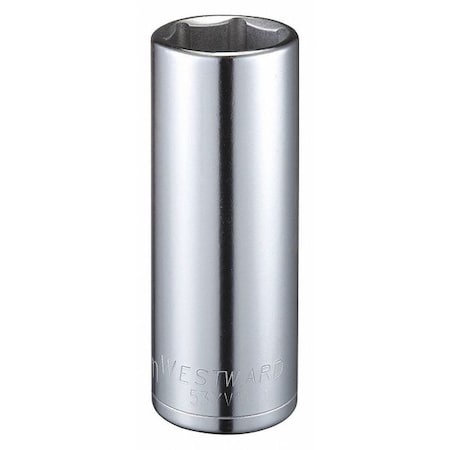 WESTWARD 1/2 in Drive, 23mm Hex Metric Socket, 6 Points, Steel, Chrome, 23 mm MPN:53YV14