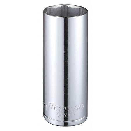 WESTWARD 1/2 in Drive, 26mm Hex Metric Socket, 6 Points, Steel, Chrome, 26 mm MPN:53YV17
