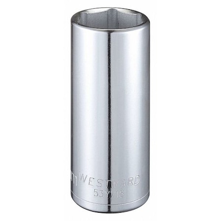 WESTWARD 1/2 in Drive, 27mm Hex Metric Socket, 6 Points, Steel, Chrome, 27 mm MPN:53YV18