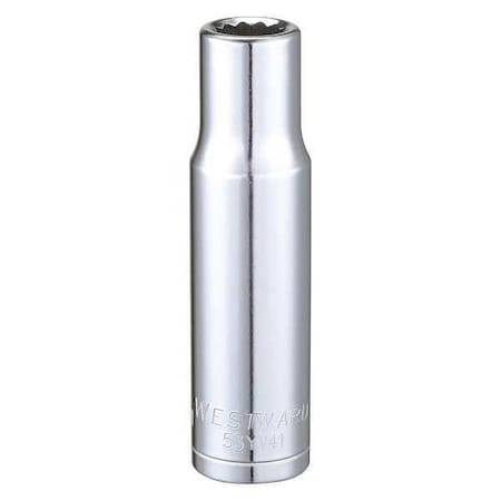 WESTWARD 1/2 in Drive, 11mm Triple Square Metric Socket, 12 Points, Steel, Chrome, 11 mm MPN:53YV41