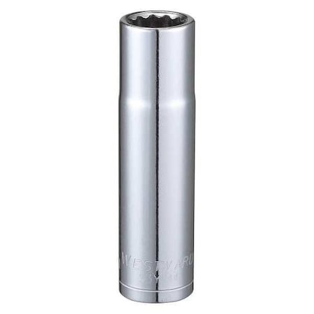 WESTWARD 1/2 in Drive, 14mm Triple Square Metric Socket, 12 Points, Steel, Chrome, 14 mm MPN:53YV44
