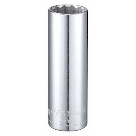 WESTWARD 1/2 in Drive, 21mm Triple Square Metric, Socket, 12 Points, Steel, Chrome, 21 mm MPN:53YV51