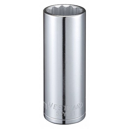 WESTWARD 1/2 in Drive, 23mm Triple Square Metric Socket, 12 Points, Steel, Chrome, 23 mm MPN:53YV53