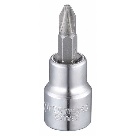 3/8 in Drive Phillips Socket Bit Metric No. 2 Tip, 1 13/16 in L MPN:53YV93