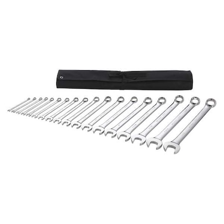 Combination Wrench Set, SAE, 1/4 in to 1 1/4 in Head Sizes, 6 Points, 18-Piece MPN:54DF96