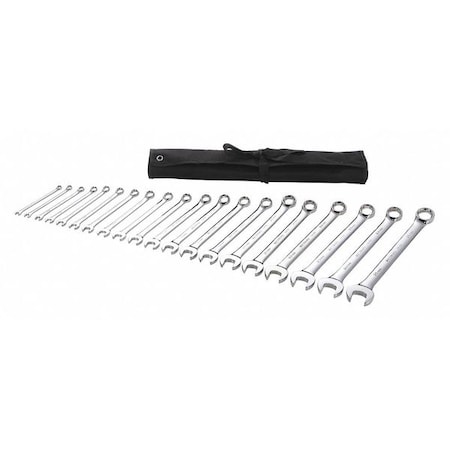 Combination Wrench Set, Metric, 6 mm to 25 mm Head Sizes, 6 Points, 20-Piece MPN:54DF97
