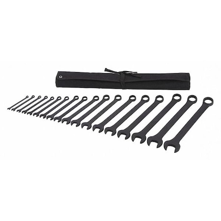 Combination Wrench Set, Black Oxide, 1/4 in to 1 1/4 in Head Sizes, 12 Points, 18-Piece MPN:54DG08