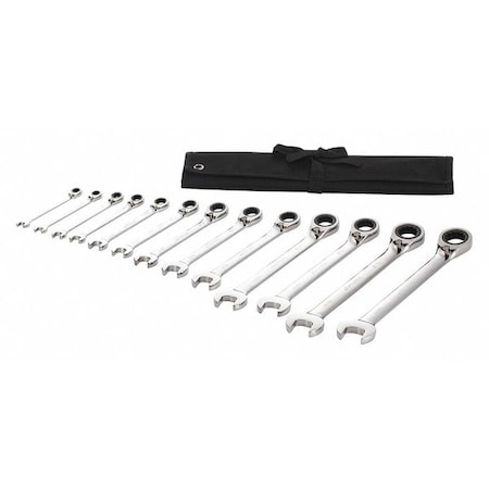 Ratcheting Wrench Set, SAE, 5/16 in to 1 in Head Sizes, 13-Piece MPN:54DG32