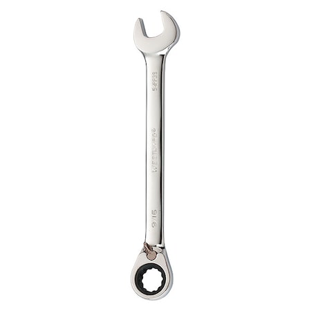 Ratcheting Combination Wrench, SAE, 7 1/2 in Length, 9/16 in Head, 12 Points MPN:54PP38