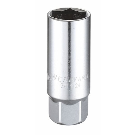 WESTWARD 3/8 in Drive, SAE Socket, 6 Points, Spark Plug 13/16 in, Steel MPN:54PR24