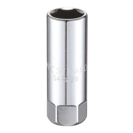 WESTWARD 1/2 in Drive, SAE Socket, 6 Points, Spark Plug 5/8 in, Steel MPN:54PR29