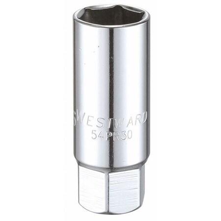 WESTWARD 1/2 in Drive, SAE Socket, 6 Points, Spark Plug 13/16 in, Steel MPN:54PR30