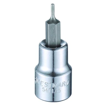 3/8 in Drive Hex Socket Bit SAE 1/16 in Tip, 1 3/4 in L, 1/16