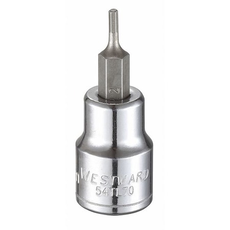 3/8 in Drive Hex Socket Bit Metric 2 mm Tip, 1 3/4 in L, 3/8