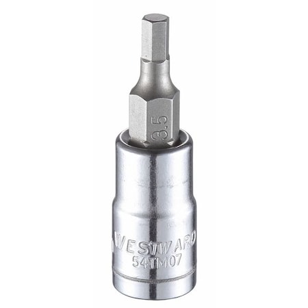 1/4 in Drive Hex Socket Bit Metric 3.5 mm Tip, 1 1/2 in L MPN:54TM07