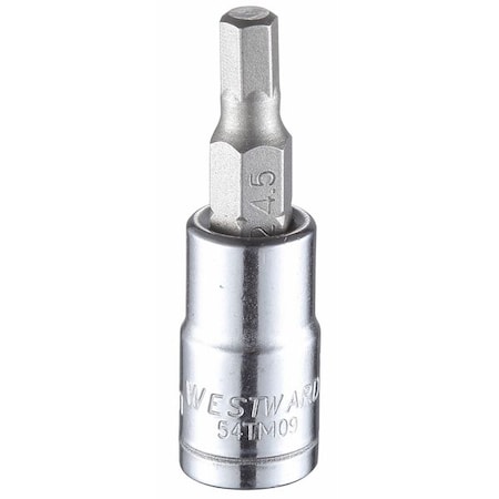 1/4 in Drive Hex Socket Bit Metric 4.5 mm Tip, 1 1/2 in L MPN:54TM09