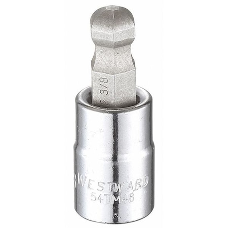 3/8 in Drive Ball Hex Socket Bit SAE 3/8 in Tip, 1 7/8 in L MPN:54TM48