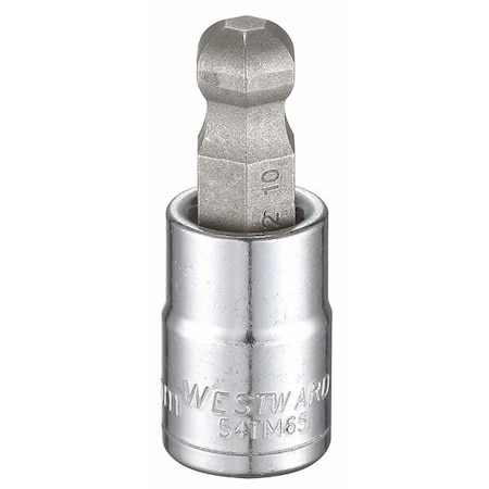 3/8 in Drive Ball Hex Socket Bit Metric 10 mm Tip, 1 13/16 in L MPN:54TM65