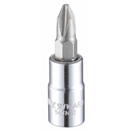 1/4 in Drive Phillips Socket Bit SAE No. 2 Tip, 1 1/2 in L MPN:54TN82