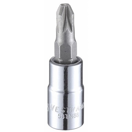 1/4 in Drive Pozidriv® Socket Bit SAE No. 3 Tip, 1 1/2 in L MPN:54TN88