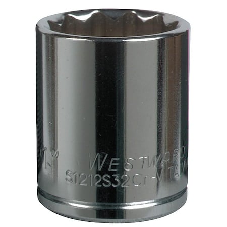WESTWARD 3/4 in Drive, 22mm Metric Socket, 12 Points, Steel, Chrome, 22 mm MPN:5MX45