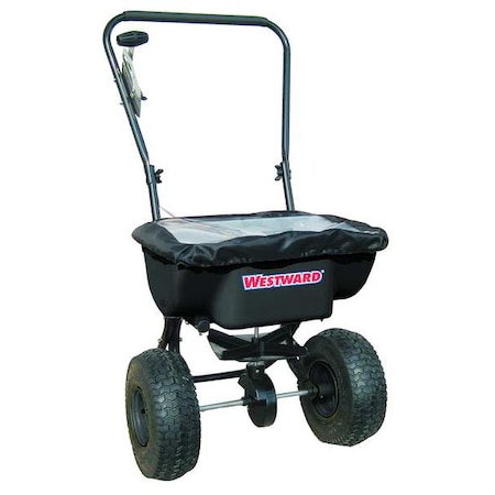 30 lbs Cap Broadcast Spreader For Salt, Fertilizer & Grass Seed, 12 ft Spread, Loop Handle MPN:10F635
