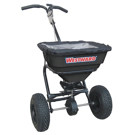 70 lbs Cap Broadcast Spreader For Salt, Fertilizer & Grass Seed, 10 to 12 ft Spread, Curved T Handle MPN:10F636