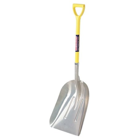 Scoop Shovel, #12 Blade, Aluminum Blade, 27 in L Yellow Fiberglass Handle MPN:12U492