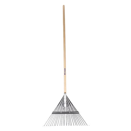 23-1/2 in Steel Spring Brace Lawn Rake, 24 Tines, 54 in L Wood Handle MPN:1WG30