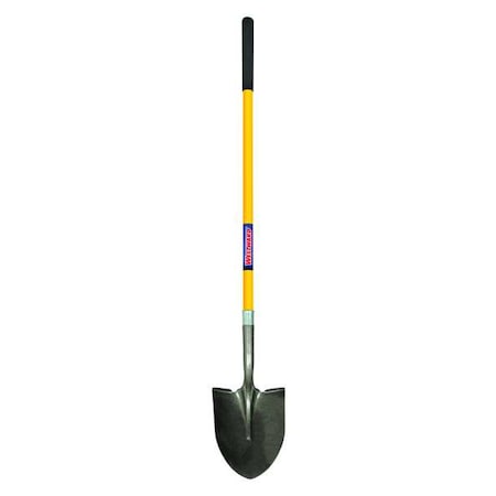 14 ga Round Point Shovel, Steel Blade, 48 in L Yellow Fiberglass Handle MPN:3YU82