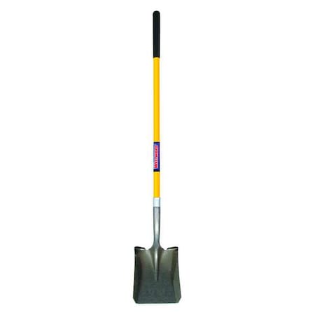 14 ga Square Point Shovel, Steel Blade, 47-1/2 in L Yellow Fiberglass Handle MPN:3YU83