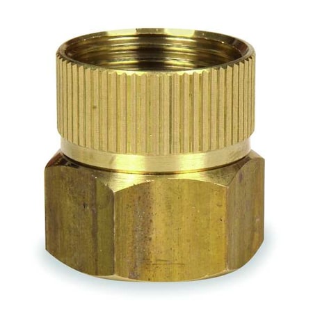3/4 in x 3/4 in Garden Hose Swivel Adapter, Female x Female, 32 mm L, Brass MPN:4KG88