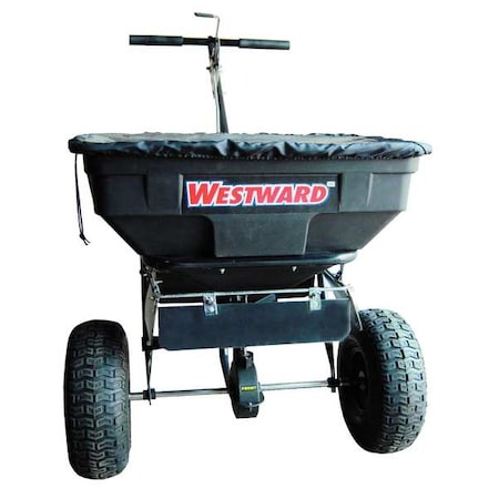 125 lbs Cap Broadcast Spreader For Ice Melt, Fertilizer& Grass Seed, 12 ft Spread, Fixed T Handle MPN:4UHD1
