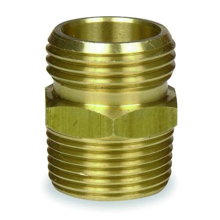 3/4 in x 3/4 in Garden Hose Adapter, Male x Male, 33 mm L, Rigid, Brass MPN:4X072