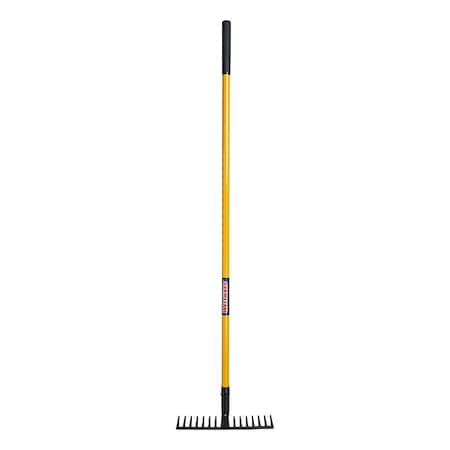 16-1/8 in Steel Not Applicable Garden Level Head Rake, 16 Tines, 61 in L Fiberglass Handle MPN:822H59