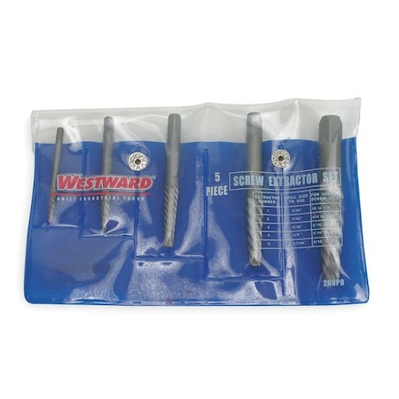 Screw Extractor Set, Carbon Steel, 5 pcs. MPN:2RUP8
