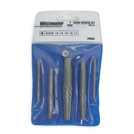 Screw Extractor Set, Cr Mo, 5 pcs. MPN:2RUR6