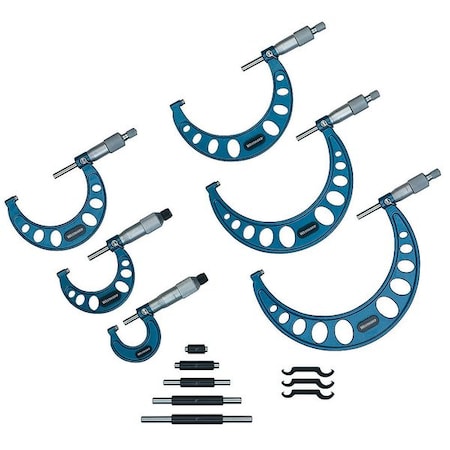 Outside Micrometer Set, 6 Pc, 1-6 In MPN:2YNC2