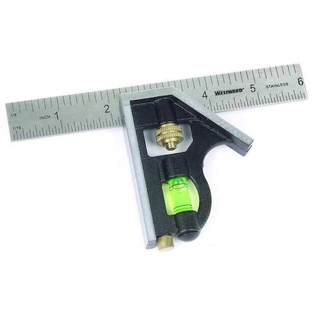Combination Square, 6 In, Black, Zinc MPN:4MRX3