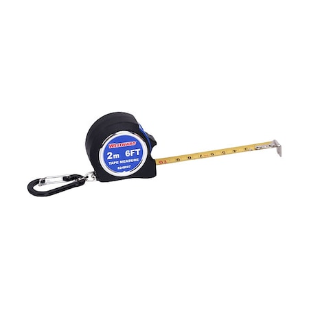 Key Chain Tape Measure, Steel, Blade 6 ft MPN:824K07