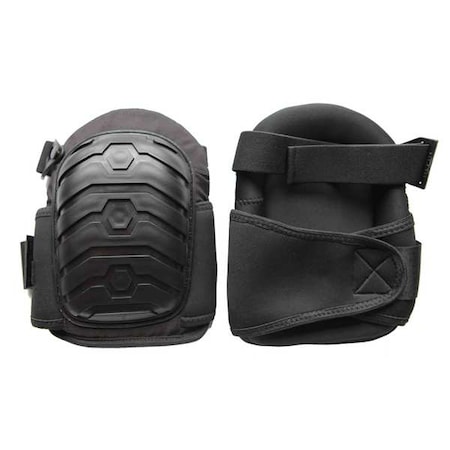 Knee Pads, Non-Skid, EVA Foam, 2 Straps, Elastic, Black, Universal Size, 1 Pair MPN:12F682