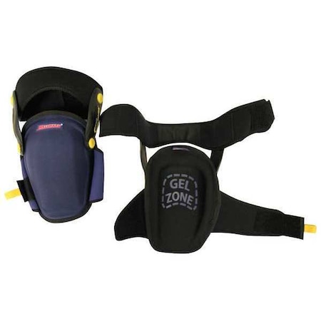 Knee Pad, Non-marring, Foam Pad, Fabric Cap, hook-and-loop Closure, 2 Straps, Black, Blue MPN:5MZP9
