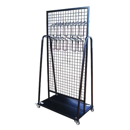 Long Handle Mobile Tool Rack, 36 in W x 72 in H x 24 in D, Steel, 240 lb Capacity, Black MPN:48GE61