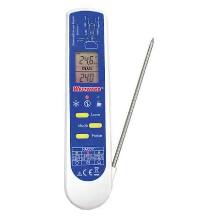 Infrared Thermometer, Single Dot Laser Sighting Adjustable 0.10 to 1.00, LCD MPN:1VEP5