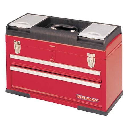 WESTWARD Tool Box, Steel, Red, 20-1/2 in W x 8-1/2 in D x 14 in H MPN:10J165