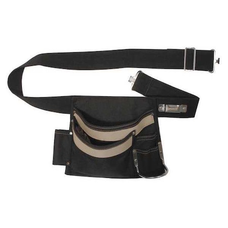 Tool Pouch, Tool Belt, Black, Polyester, 5 Pockets MPN:13T129