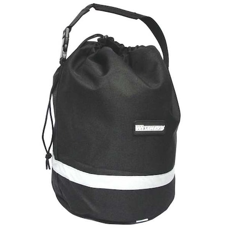 Drawstring Bag, Black, Polyester, 1 Pockets MPN:25F579